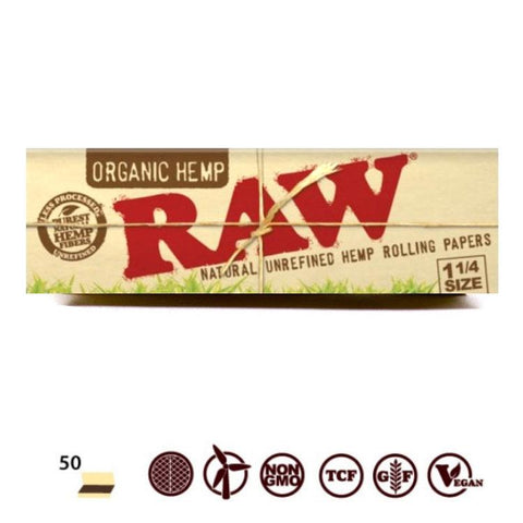 RAW Organic Hemp 1 1/4 Size Rolling Papers - 50 Leaves