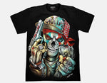 3D Grunge Money and Guns Dead Metal Tattoo Skull Glow in the Dark T-Shirt