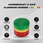Hammercraft x Raw 4 Piece Aluminium Grinder - Rasta
