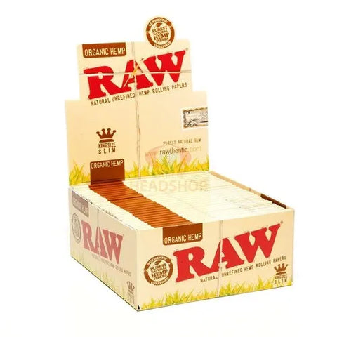 RAW Organic Hemp King Size Slim Rolling Papers - Box of 50