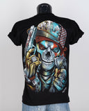 3D Grunge Money and Guns Dead Metal Tattoo Skull Glow in the Dark T-Shirt