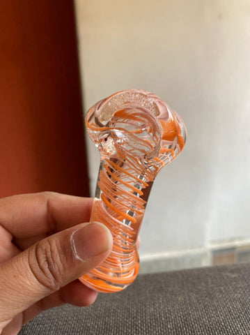 Orange Transparent Glass Smoking Pipe