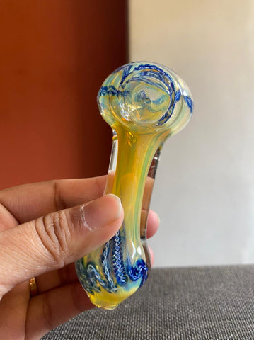 Ocean Yellow Transparent Glass Smoking Pipe