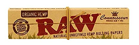 RAW Organic Hemp Connoisseur - King Size Rolling Papers with Tips