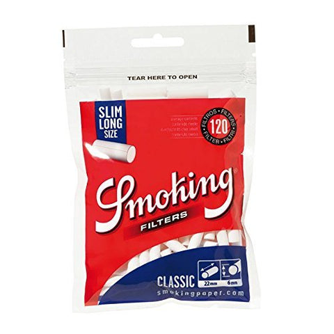 Smoking Classic Cotton Filters Slim Long Size - 120 Tips