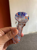 Bluish Orange Transparent Glass Smoking Pipe