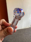 Bluish Orange Transparent Glass Smoking Pipe
