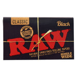 Raw Black Single Wide 1 1/4 Size Rolling Papers - 100 Leaves