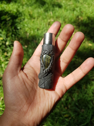 Clipper Designer Olive Green Stone Lighter