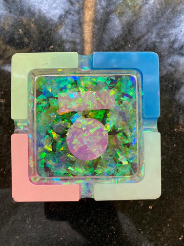 Square Rainbow Glow in the Dark Resin Ashtray